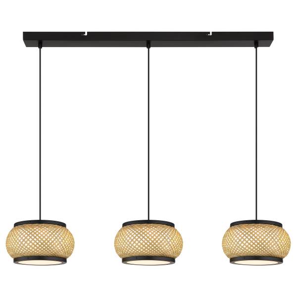 Pendelleuchte Bambora Typ B Eisen / Bambus - 3-flammig