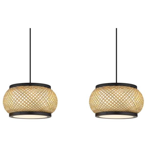 Pendelleuchte Bambora Typ B Eisen / Bambus - 3-flammig