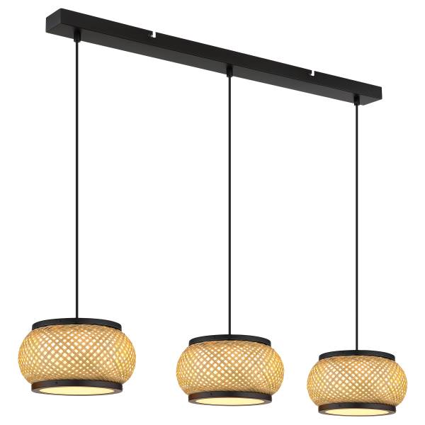 Pendelleuchte Bambora Typ B Eisen / Bambus - 3-flammig
