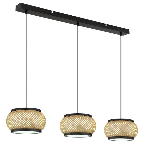 Pendelleuchte Bambora Typ B Eisen / Bambus - 3-flammig