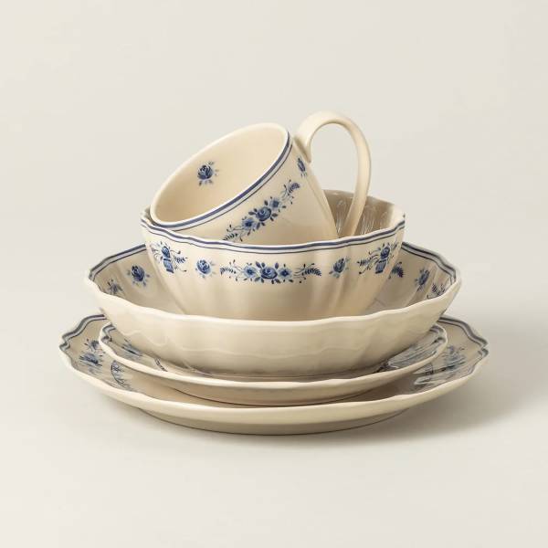 Kombiservice Vila 30-teilig Keramik - Beige / Blau