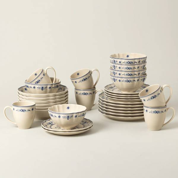 Kombiservice Vila 30-teilig Keramik - Beige / Blau