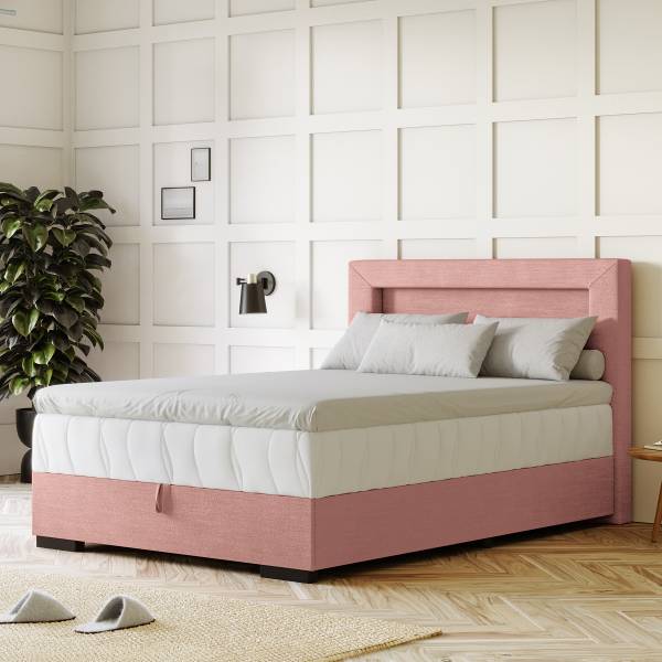 Beleuchtetes Boxbett Taggon Flachgewebe Cailin: Altrosa - 140 x 200cm - H4