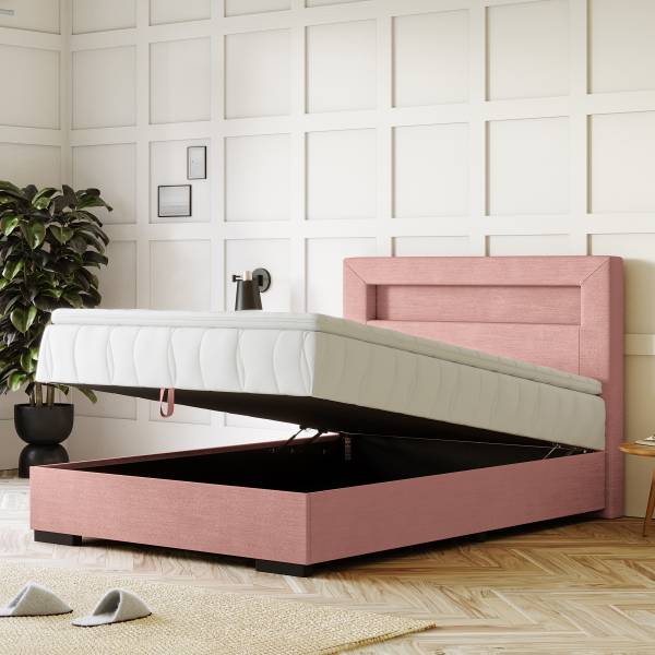 Beleuchtetes Boxbett Taggon Flachgewebe Cailin: Altrosa - 140 x 200cm - H4