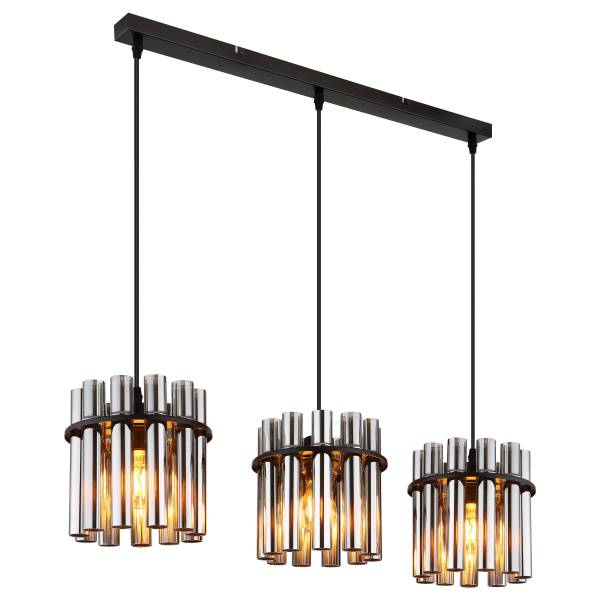Pendelleuchte Gorley Typ C Rauchglas / Eisen - 3-flammig