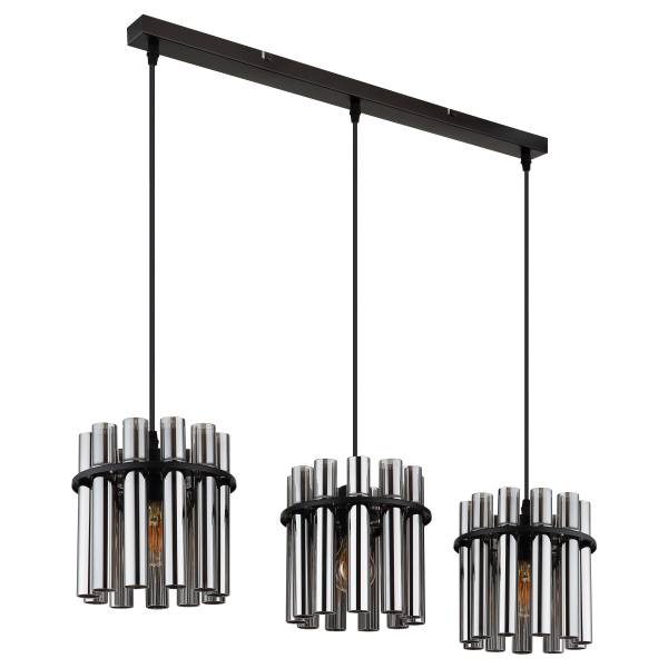 Pendelleuchte Gorley Typ C Rauchglas / Eisen - 3-flammig