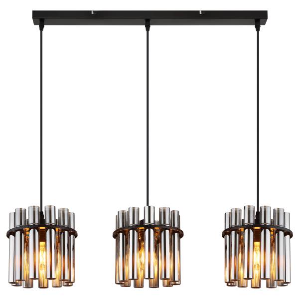 Pendelleuchte Gorley Typ C Rauchglas / Eisen - 3-flammig