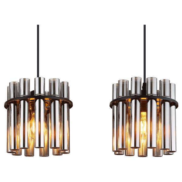 Pendelleuchte Gorley Typ C Rauchglas / Eisen - 3-flammig