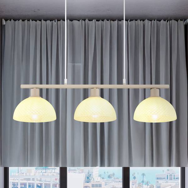 Pendelleuchte Selma Typ A Opalglas / Eisen - 3-flammig - Beige