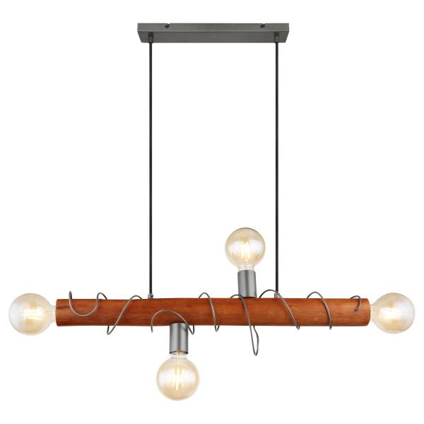 Hanglamp Alice massief eucalyptushout/ijzer - 4-lichts