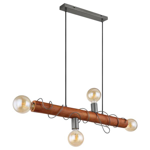 Hanglamp Alice massief eucalyptushout/ijzer - 4-lichts