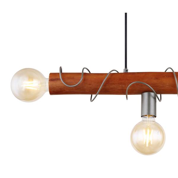 Hanglamp Alice massief eucalyptushout/ijzer - 4-lichts