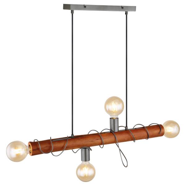 Hanglamp Alice massief eucalyptushout/ijzer - 4-lichts