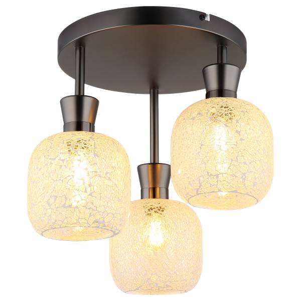 Plafondlamp Brokana transparant glas/ijzer - 3-lichts
