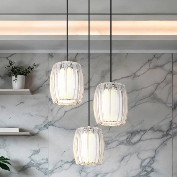 Hanglamp Maribel rond opaalglas/ijzer - 3-lichts