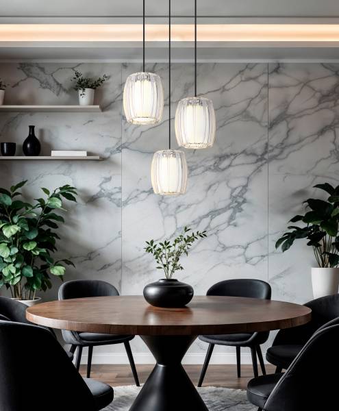 Hanglamp Maribel rond opaalglas/ijzer - 3-lichts