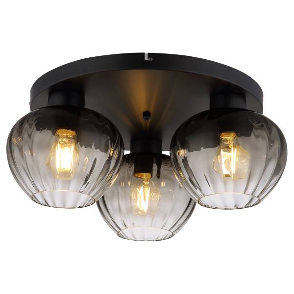Deckenleuchte Toy rund Rauchglas / Eisen - 3-flammig