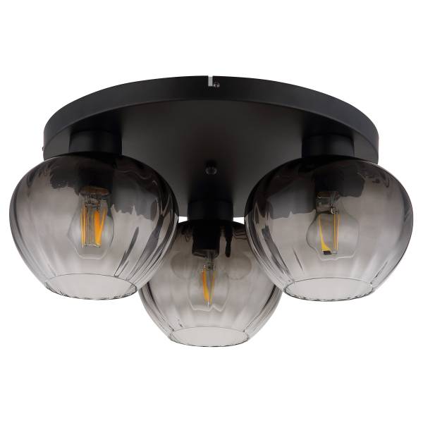 Deckenleuchte Toy rund Rauchglas / Eisen - 3-flammig