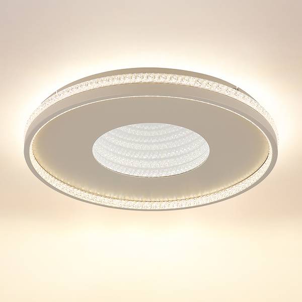 Deckenleuchte Shirley Acryglas / Eisen - 1-flammig - Beige - Durchmesser: 51 cm