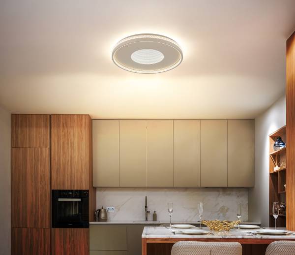 Deckenleuchte Shirley Acryglas / Eisen - 1-flammig - Beige - Durchmesser: 51 cm