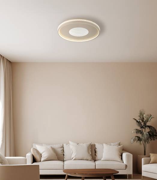 Deckenleuchte Shirley Acryglas / Eisen - 1-flammig - Beige - Durchmesser: 51 cm