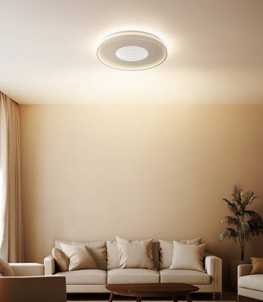 Deckenleuchte Shirley Acryglas / Eisen - 1-flammig - Beige - Durchmesser: 51 cm