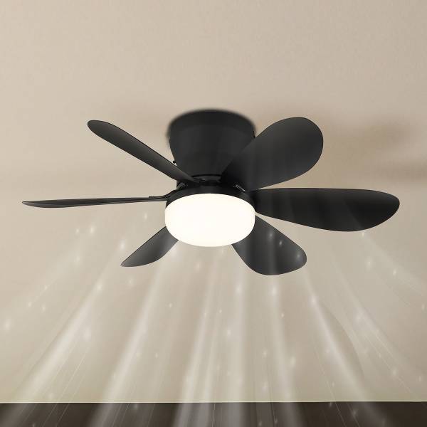 Deckenventilator Delores Acryglas / Eisen - 1-flammig - Schwarz