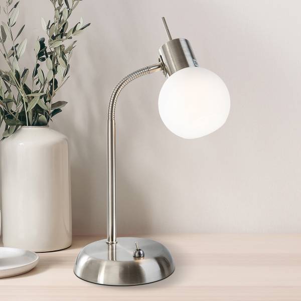 Tischleuchte Loxy Opalglas / Eisen - 1-flammig