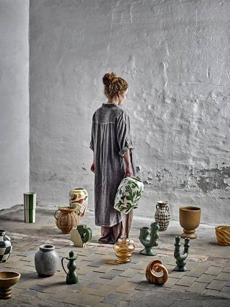 Vase Floki Steinzeug - Grün - Grün