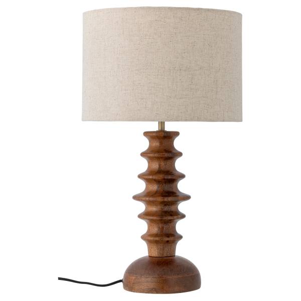 Tischlampe Elinora Mango massiv / Leinen - Braun