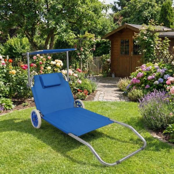 Rollbare Sonnenliege Valda Blau / Silber