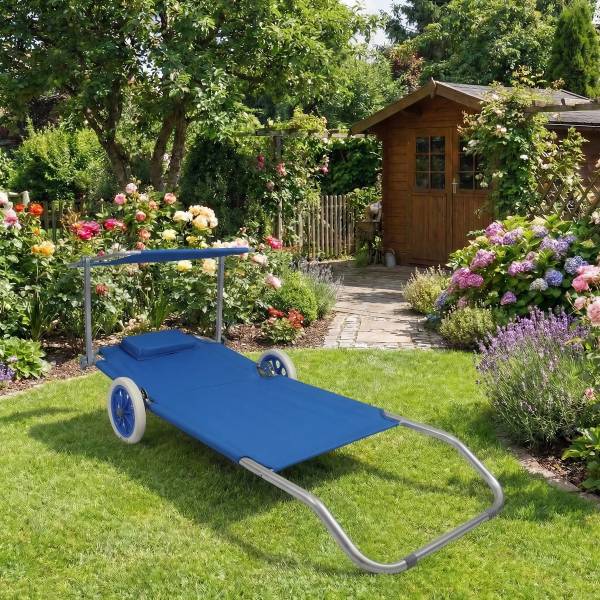 Rollbare Sonnenliege Valda Blau / Silber