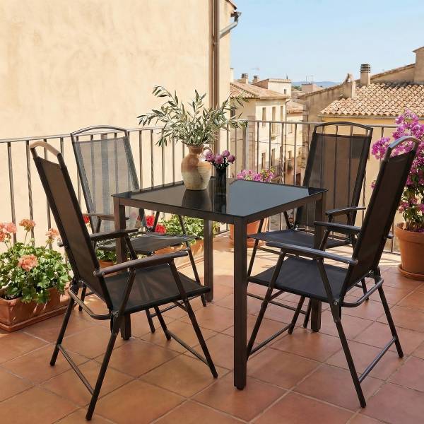 Sitzgruppe Driaa Schwarz - Breite: 80 cm - 5-teilig