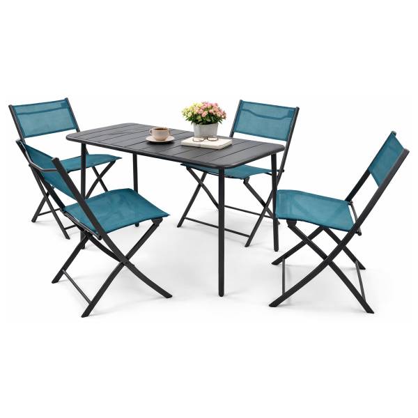 Sitzgruppe Sumila Blau - Breite: 110 cm - 5-teilig