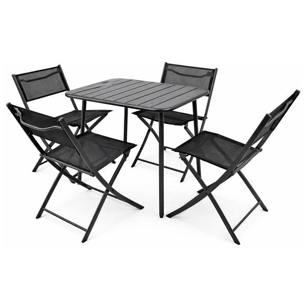 Sitzgruppe Sumila Schwarz - Breite: 80 cm - 5-teilig