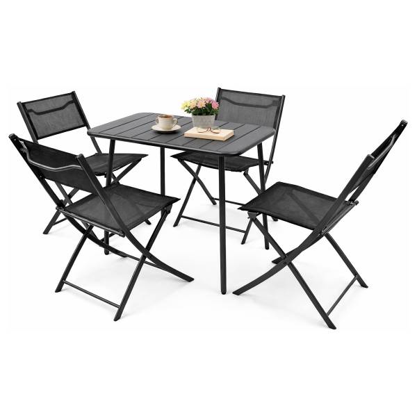 Sitzgruppe Sumila Schwarz - Breite: 80 cm - 5-teilig