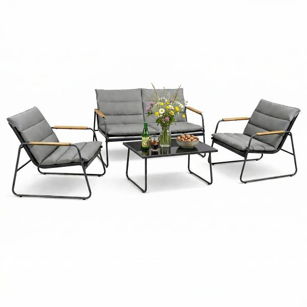 Loungeset Lexila 4-teilig inkl. Kissen Grau