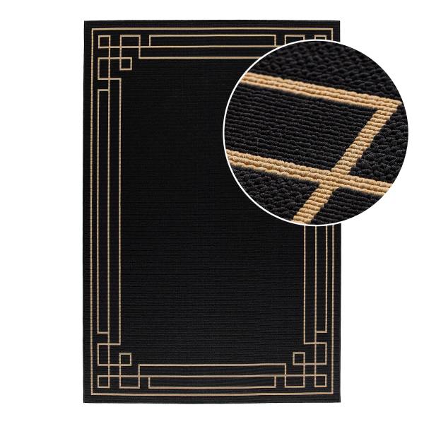 Kurzflorteppich Rondane Polypropylene - Schwarz / Gold - 120 x 170 cm