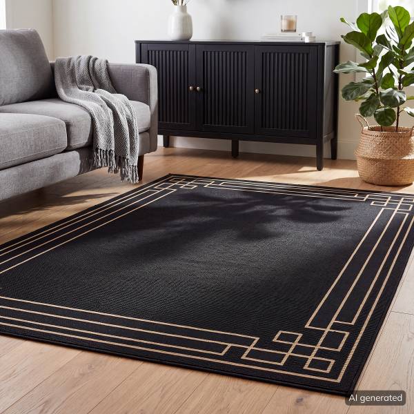 Kurzflorteppich Rondane Polypropylene - Schwarz / Gold - 120 x 170 cm