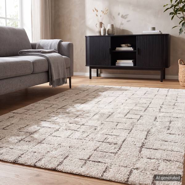 Hochflorteppich Kallio Polypropylene / Polyester - Beige - 120 x 170 cm