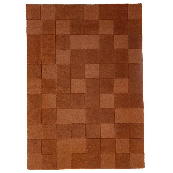 Wollteppich Checkerboard Wolle - Terracotta - 200 x 290 cm