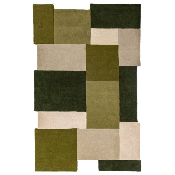 Wollteppich Collage Wolle - Grün - 200 x 290 cm