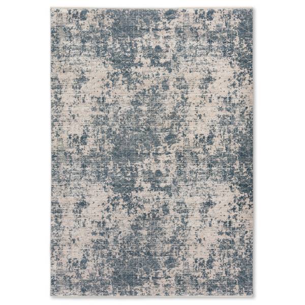 Kurzflorteppich Venosa D252 Polyeste / Viskose - Creme / Blau - 80 x 150 cm