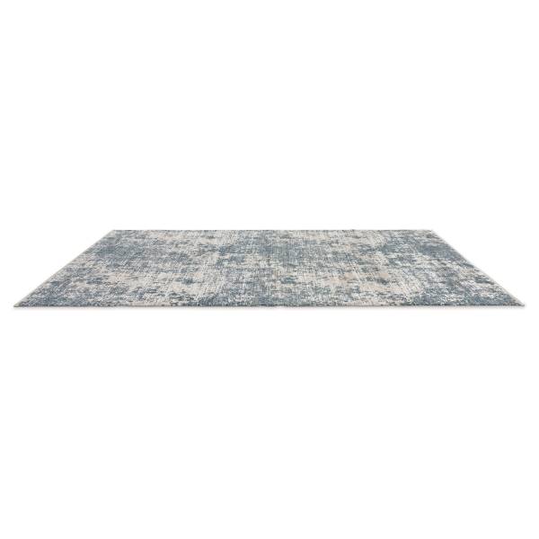 Kurzflorteppich Venosa D252 Polyeste / Viskose - Creme / Blau - 80 x 150 cm