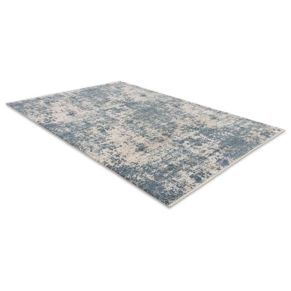 Kurzflorteppich Venosa D252 Polyeste / Viskose - Creme / Blau - 80 x 150 cm