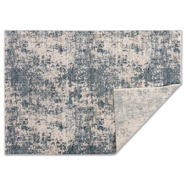 Kurzflorteppich Venosa D252 Polyeste / Viskose - Creme / Blau - 80 x 150 cm