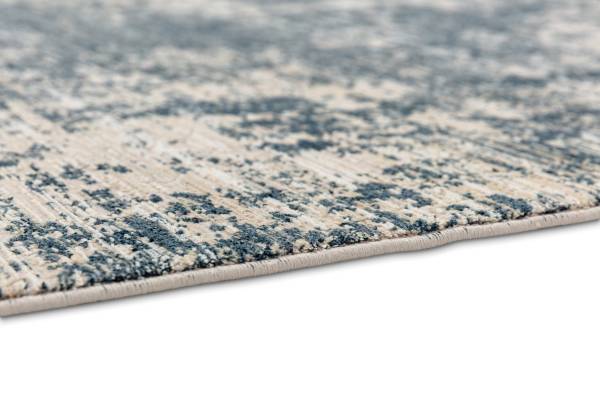 Kurzflorteppich Venosa D252 Polyeste / Viskose - Creme / Blau - 80 x 150 cm