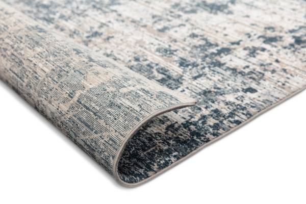 Kurzflorteppich Venosa D252 Polyeste / Viskose - Creme / Blau - 80 x 150 cm