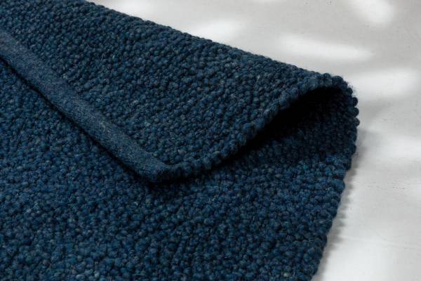 Kurzflorteppich Junika D250 Wolle / Polyester - Dunkelblau - 140 x 200 cm