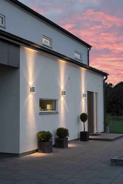 Außenwandleuchte Modena Streifen 1 Aluminium - Silber - 2-flammig